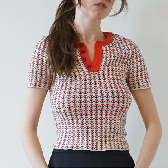 Red Patterned Polo ASO Cheryl Blossom - Picture 3 of 9